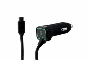 Qmadix Qualcomm Quick Charge (3.0) Coiled 7Ft USB-C Car Charger - Black