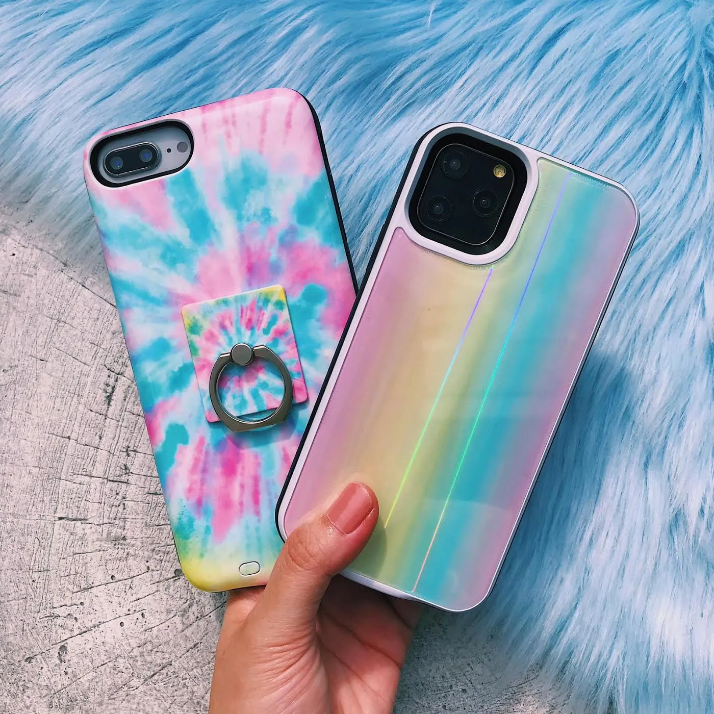 Rainbow Laser Holo Glass Battery Case