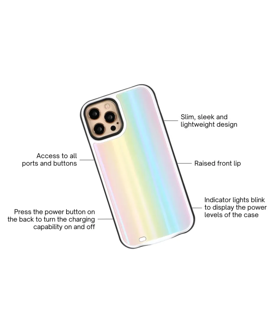 Rainbow Laser Holo Glass Battery Case