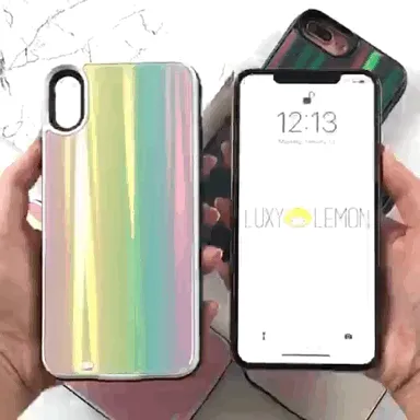 Rainbow Laser Holo Glass Battery Case