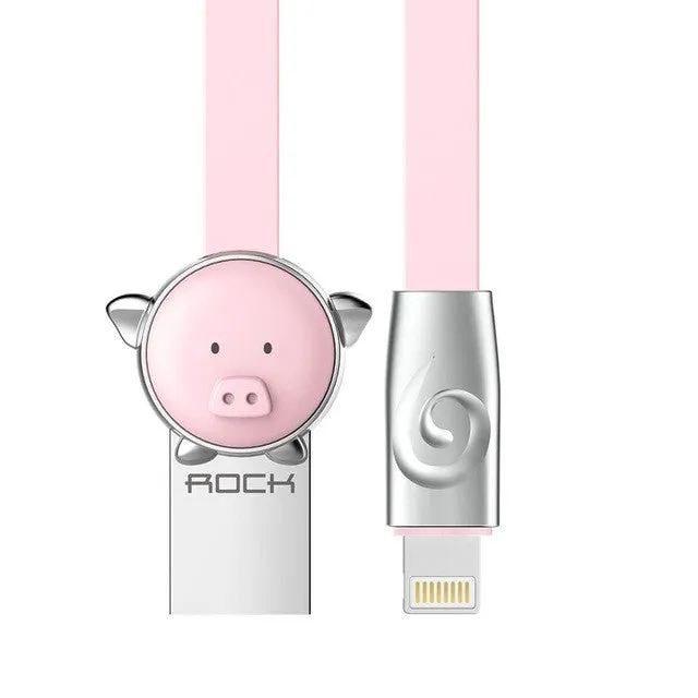 ROCK Zinc Alloy Mascot USB cable for iPhone 7 6 6s 5s for iPad 2 3 4, Tiger/Dog/Dragon/Monkey/Pig cable for IOS phone charger