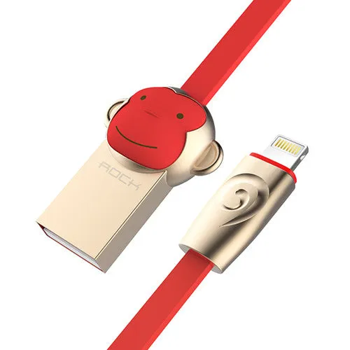 ROCK Zinc Alloy Mascot USB cable for iPhone 7 6 6s 5s for iPad 2 3 4, Tiger/Dog/Dragon/Monkey/Pig cable for IOS phone charger