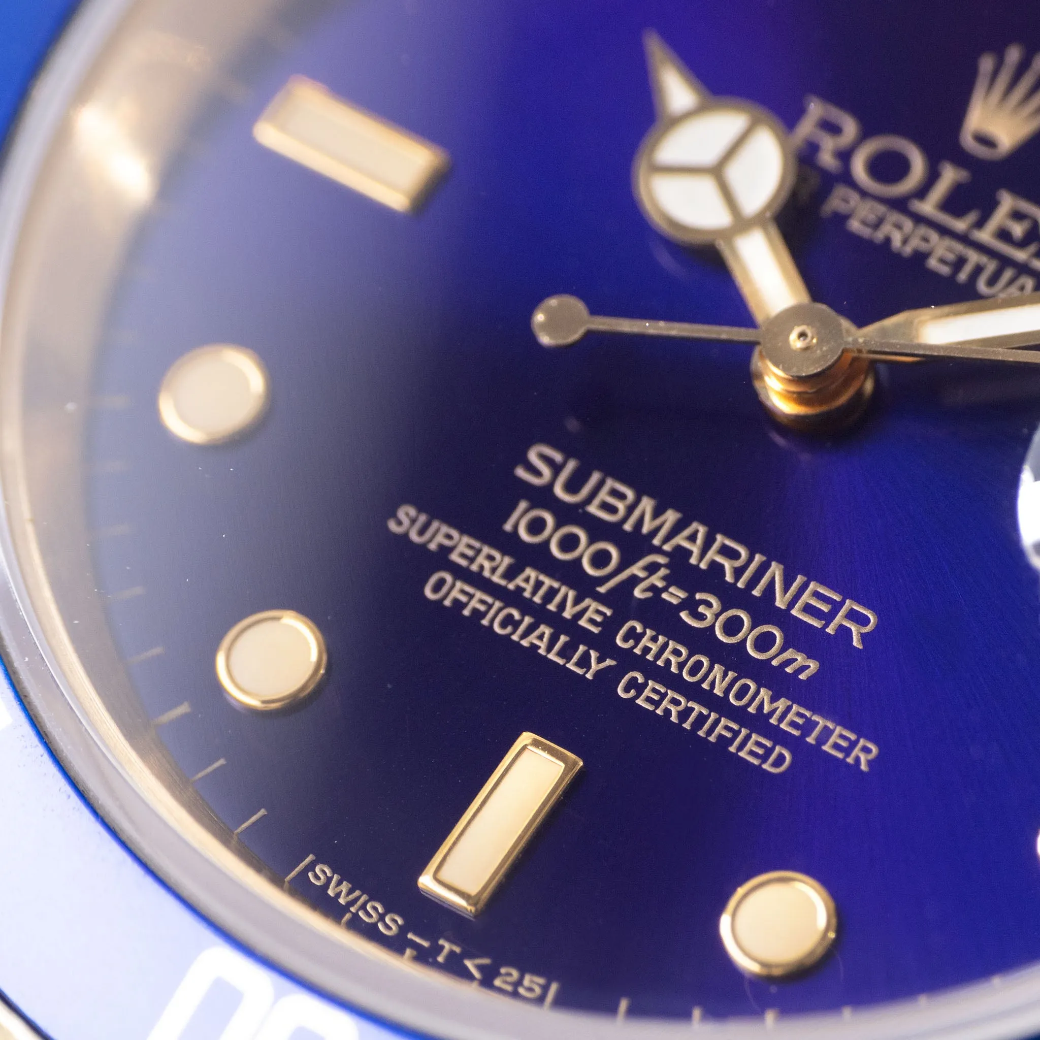 Rolex Submariner "Purple Dial" Ref. 16618 in 18k Yellow Gold with Original Warranty Paper