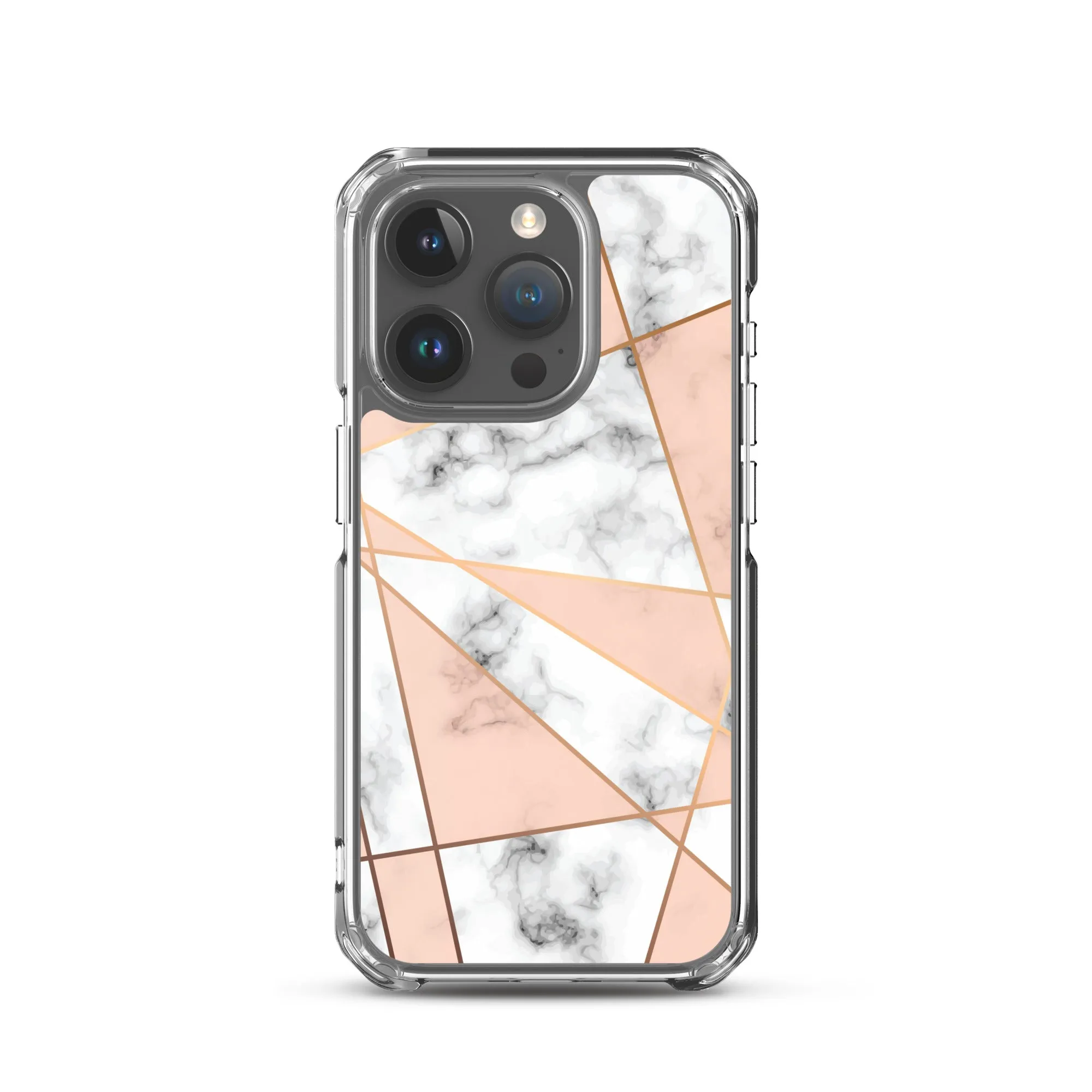 Rose Gold Marble iPhone 15 14 13 12 Pro Max Case, White Pink Aesthetic Geometric Cute Case Gift iPhone 11 Mini SE XS Max XR X 8 7