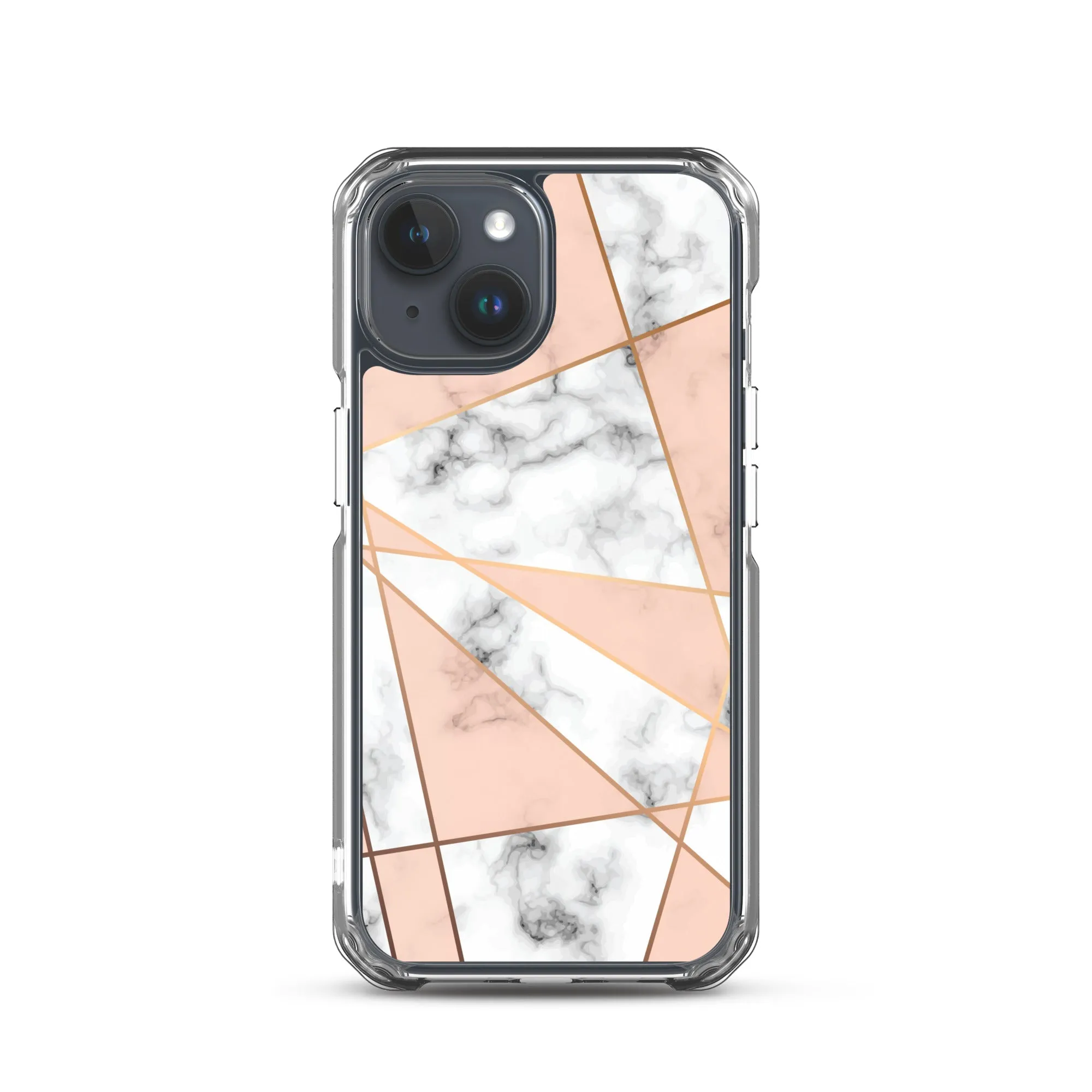 Rose Gold Marble iPhone 15 14 13 12 Pro Max Case, White Pink Aesthetic Geometric Cute Case Gift iPhone 11 Mini SE XS Max XR X 8 7