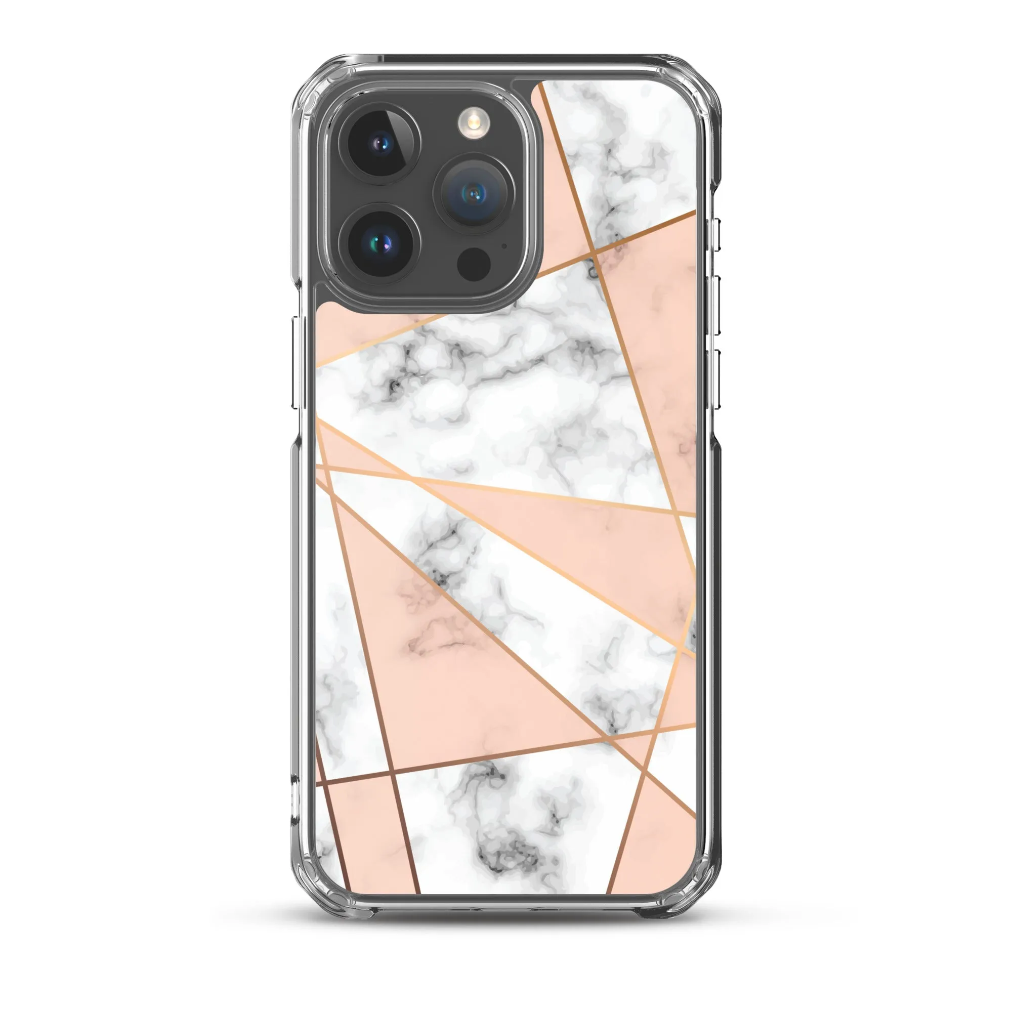 Rose Gold Marble iPhone 15 14 13 12 Pro Max Case, White Pink Aesthetic Geometric Cute Case Gift iPhone 11 Mini SE XS Max XR X 8 7