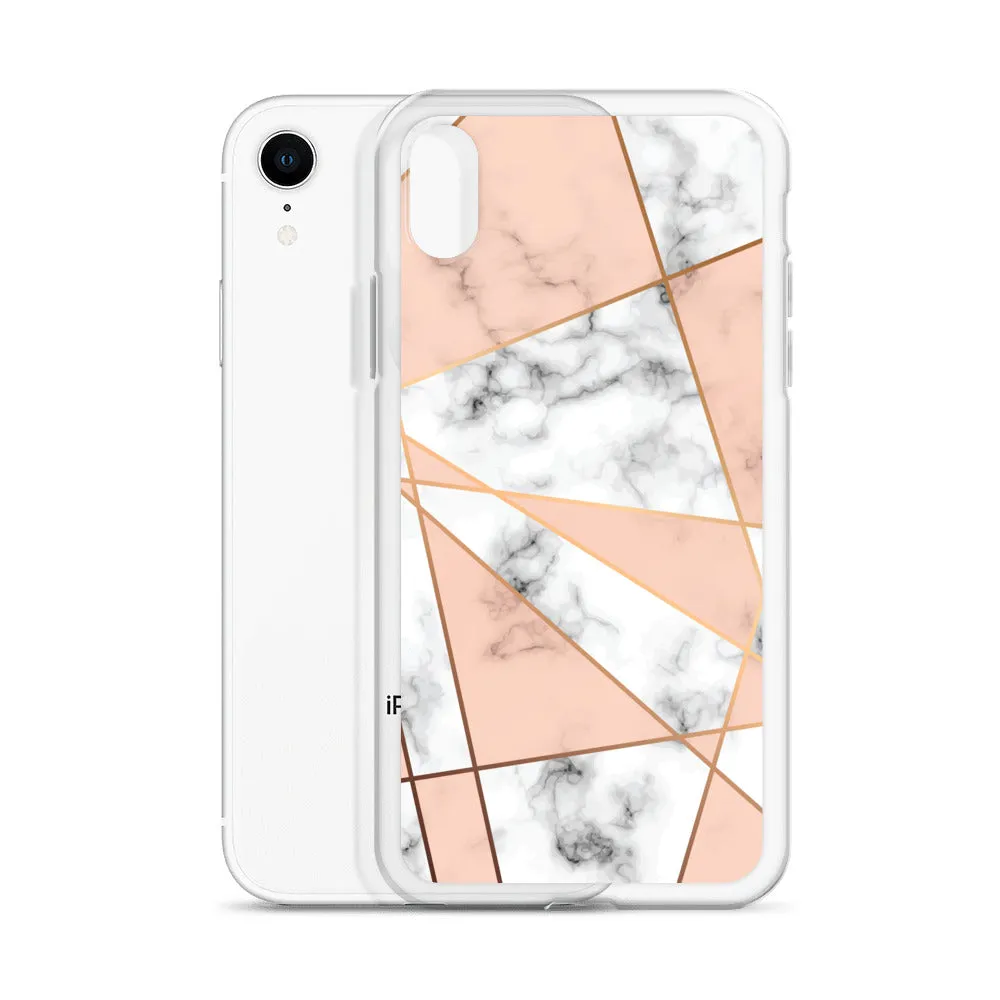 Rose Gold Marble iPhone 15 14 13 12 Pro Max Case, White Pink Aesthetic Geometric Cute Case Gift iPhone 11 Mini SE XS Max XR X 8 7