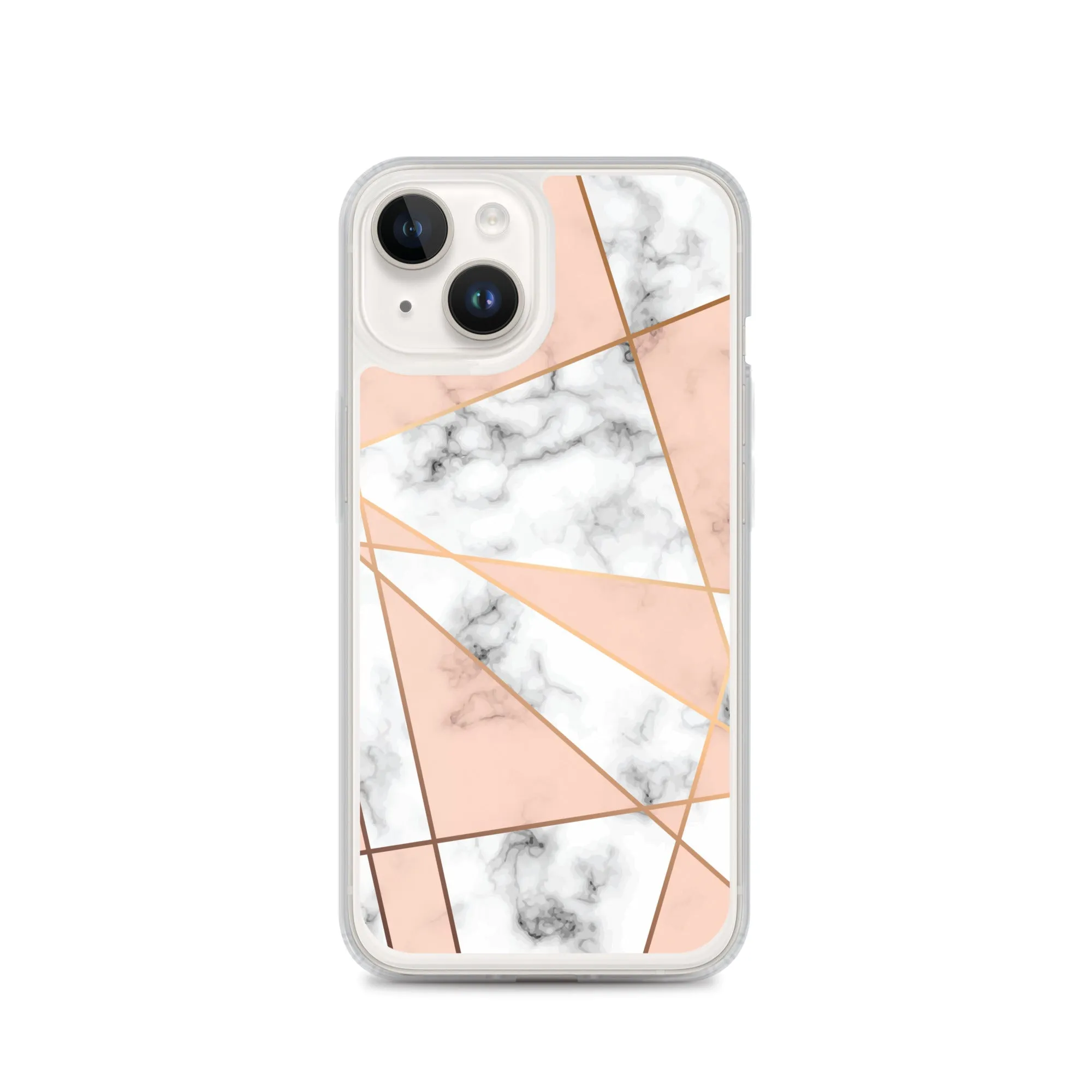 Rose Gold Marble iPhone 15 14 13 12 Pro Max Case, White Pink Aesthetic Geometric Cute Case Gift iPhone 11 Mini SE XS Max XR X 8 7