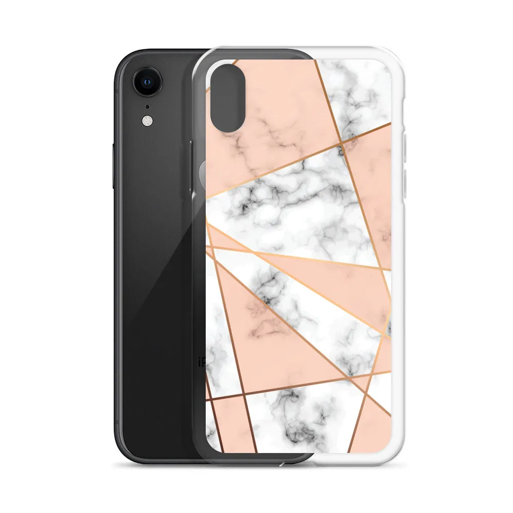 Rose Gold Marble iPhone 15 14 13 12 Pro Max Case, White Pink Aesthetic Geometric Cute Case Gift iPhone 11 Mini SE XS Max XR X 8 7