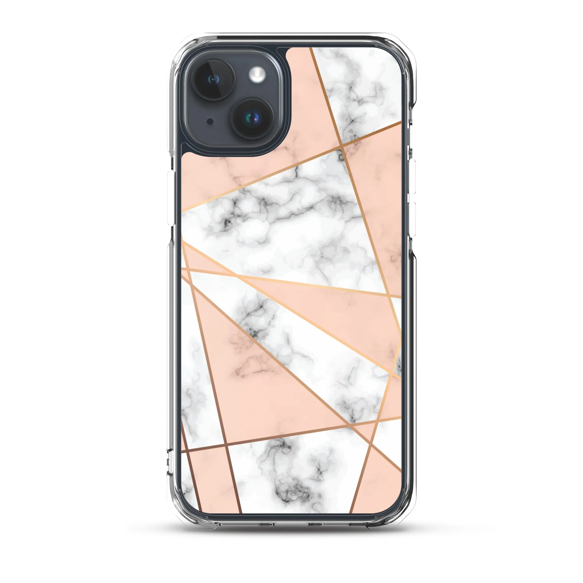 Rose Gold Marble iPhone 15 14 13 12 Pro Max Case, White Pink Aesthetic Geometric Cute Case Gift iPhone 11 Mini SE XS Max XR X 8 7