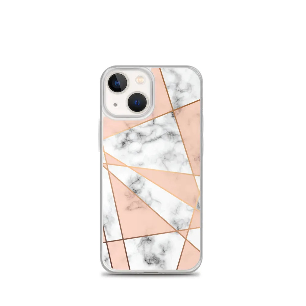 Rose Gold Marble iPhone 15 14 13 12 Pro Max Case, White Pink Aesthetic Geometric Cute Case Gift iPhone 11 Mini SE XS Max XR X 8 7