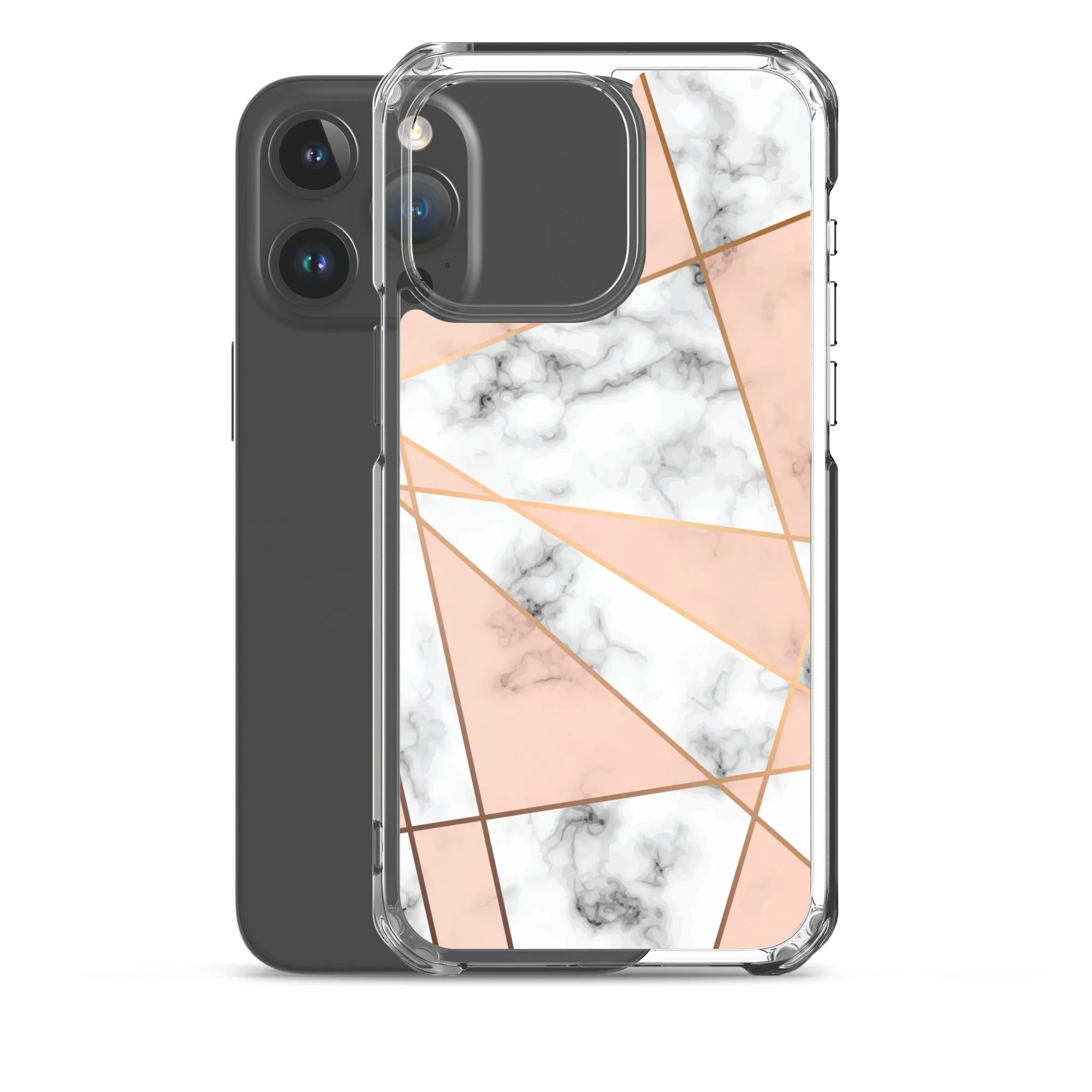 Rose Gold Marble iPhone 15 14 13 12 Pro Max Case, White Pink Aesthetic Geometric Cute Case Gift iPhone 11 Mini SE XS Max XR X 8 7