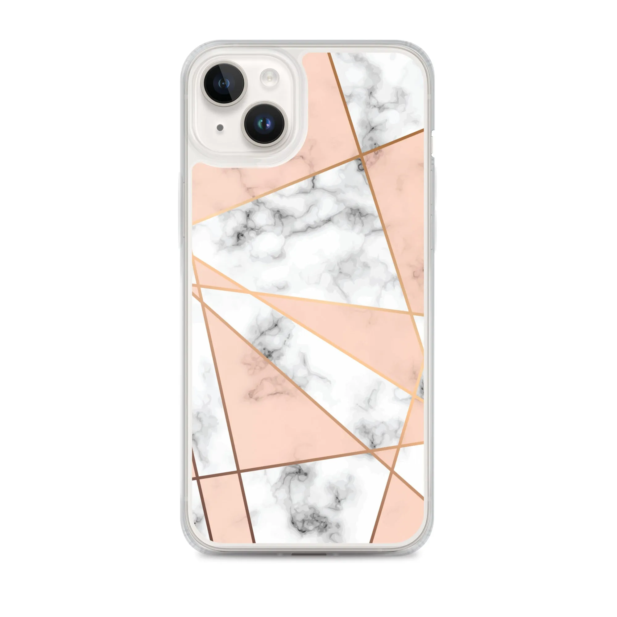 Rose Gold Marble iPhone 15 14 13 12 Pro Max Case, White Pink Aesthetic Geometric Cute Case Gift iPhone 11 Mini SE XS Max XR X 8 7