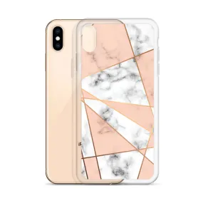 Rose Gold Marble iPhone 15 14 13 12 Pro Max Case, White Pink Aesthetic Geometric Cute Case Gift iPhone 11 Mini SE XS Max XR X 8 7