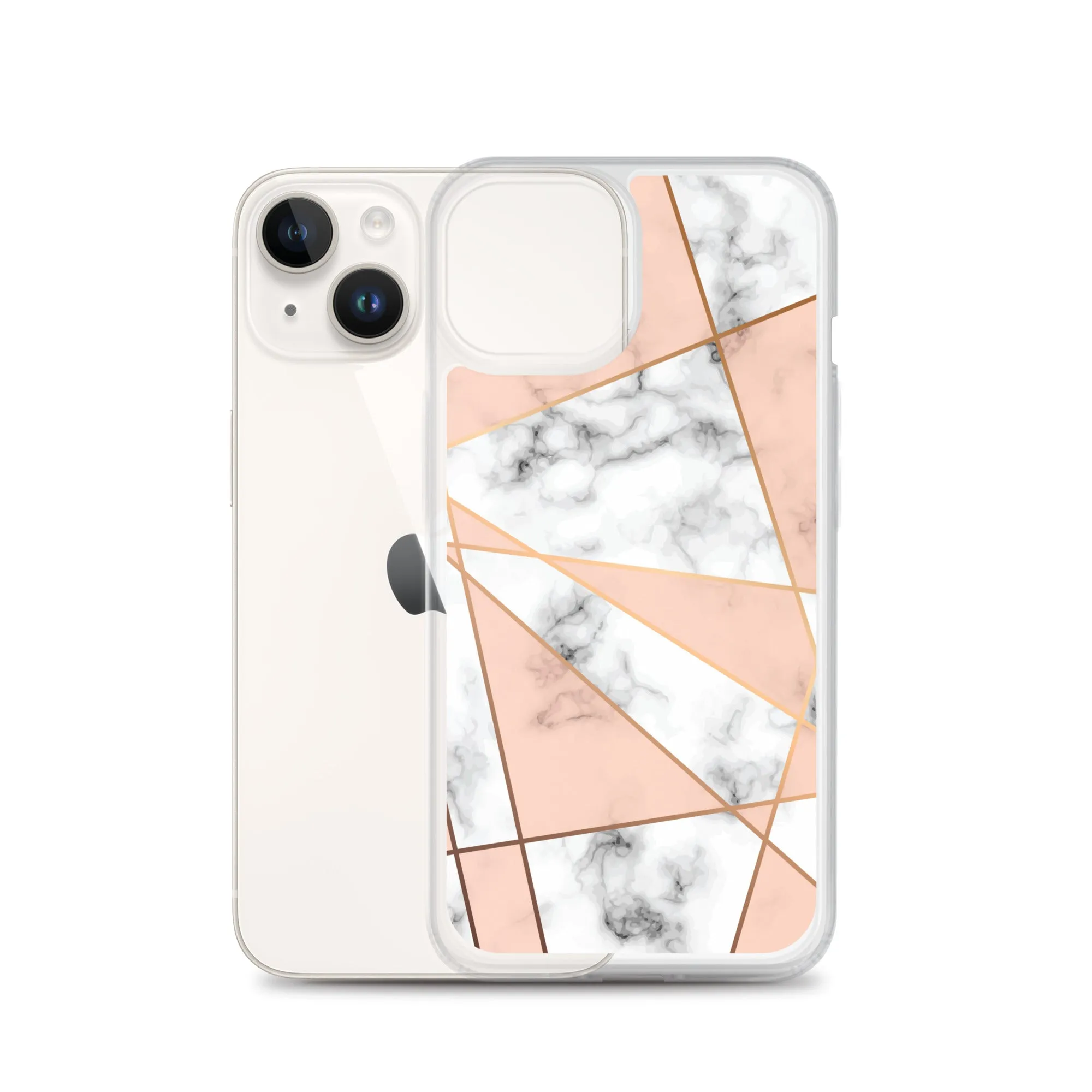 Rose Gold Marble iPhone 15 14 13 12 Pro Max Case, White Pink Aesthetic Geometric Cute Case Gift iPhone 11 Mini SE XS Max XR X 8 7