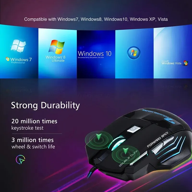 RU ES Language RGB Gaming Keyboard and Mouse Kit Backlit USB Wired Computer Keyboard Mouse Combo 104 Keycaps for Pc Gamer Laptop