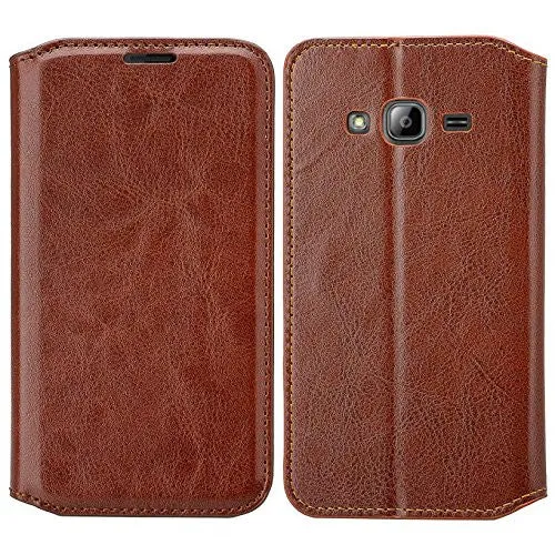 Samsung Galaxy J3/J3V Case | Galaxy Express Prime Case | Galaxy Sky Case | Amp Prime Case | Galaxy Sol Pu Leather Magnetic Fold Wallet Case with ID & Card Slots - Brown