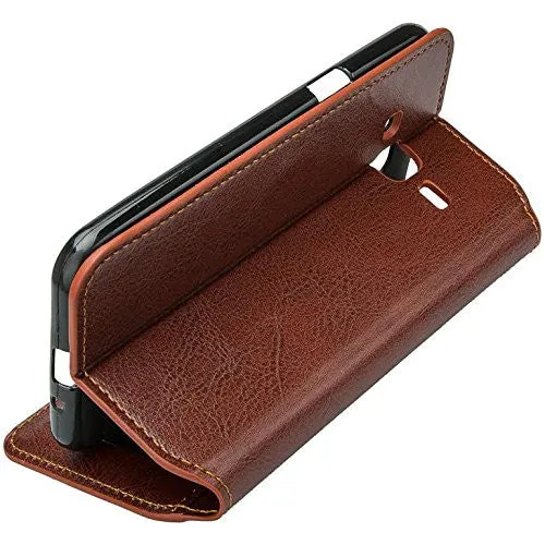 Samsung Galaxy J3/J3V Case | Galaxy Express Prime Case | Galaxy Sky Case | Amp Prime Case | Galaxy Sol Pu Leather Magnetic Fold Wallet Case with ID & Card Slots - Brown