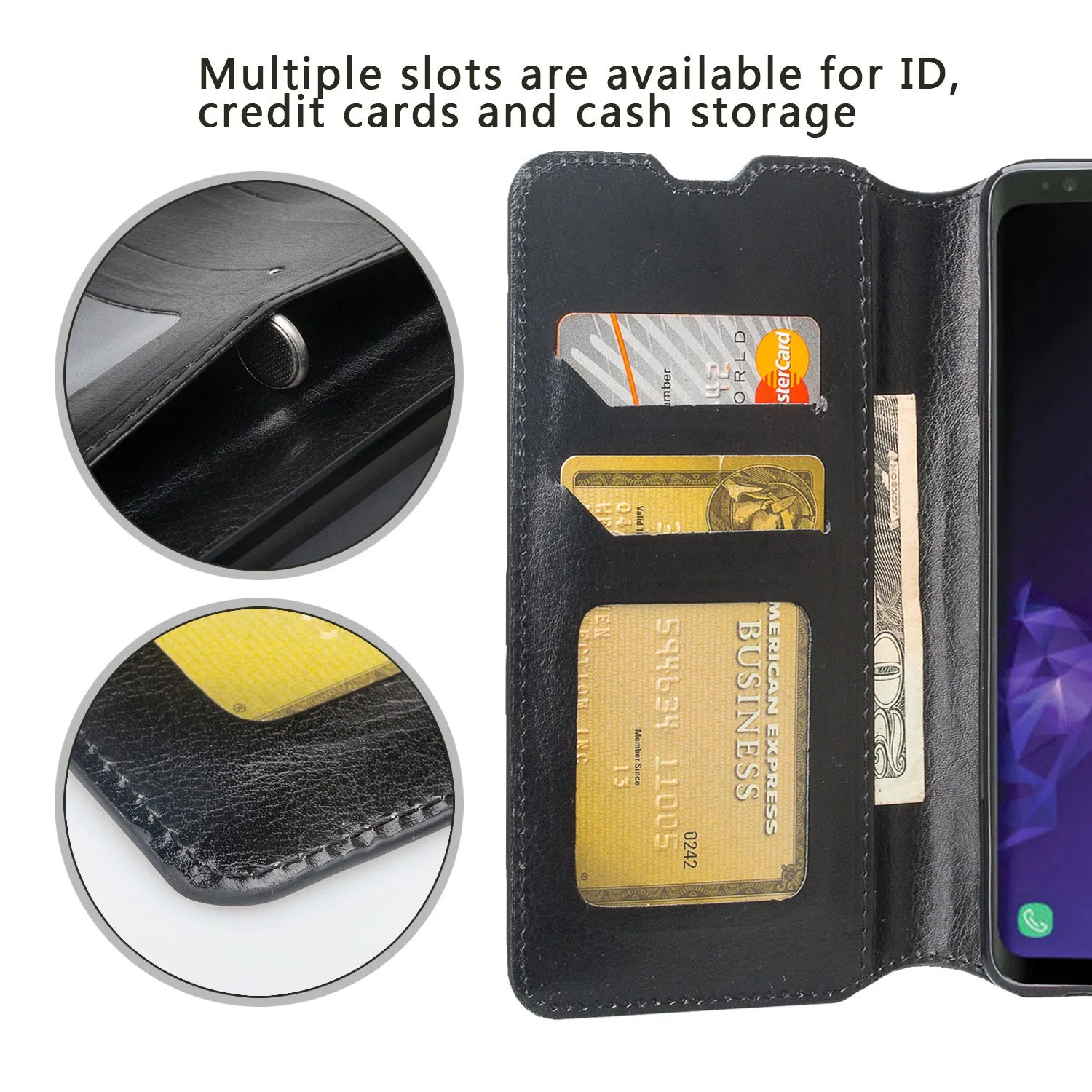 Samsung Galaxy S10 5G Case, SMG977U Wallet Case, Pu Leather Wallet Case [Kickstand] with ID & Credit Card Slots for Galaxy S10 5g - Black