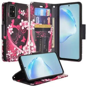 Samsung Galaxy S20  Case, Samsung Galaxy S20 Plus Wallet Case, Wrist Strap Pu Leather Wallet Case [Kickstand] with ID & Credit Card Slots - Heart Butterflies