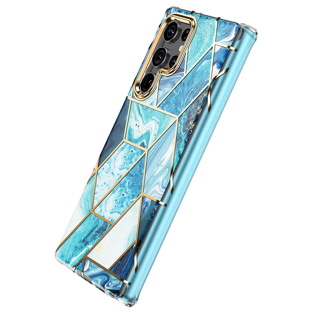 Samsung Galaxy S22 Ultra 5G Max| Marble Shockproof Bumper Stylish Slim Phone Cases |Blue Marble