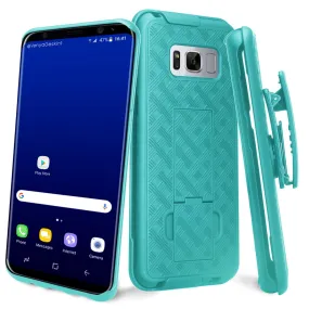 Samsung Galaxy S8 Plus Case, SM-G955 Case Sim Rugged Rotating Swivel Lock Holster Shell Combo Clip Case for Galaxy S8 Plus - Teal