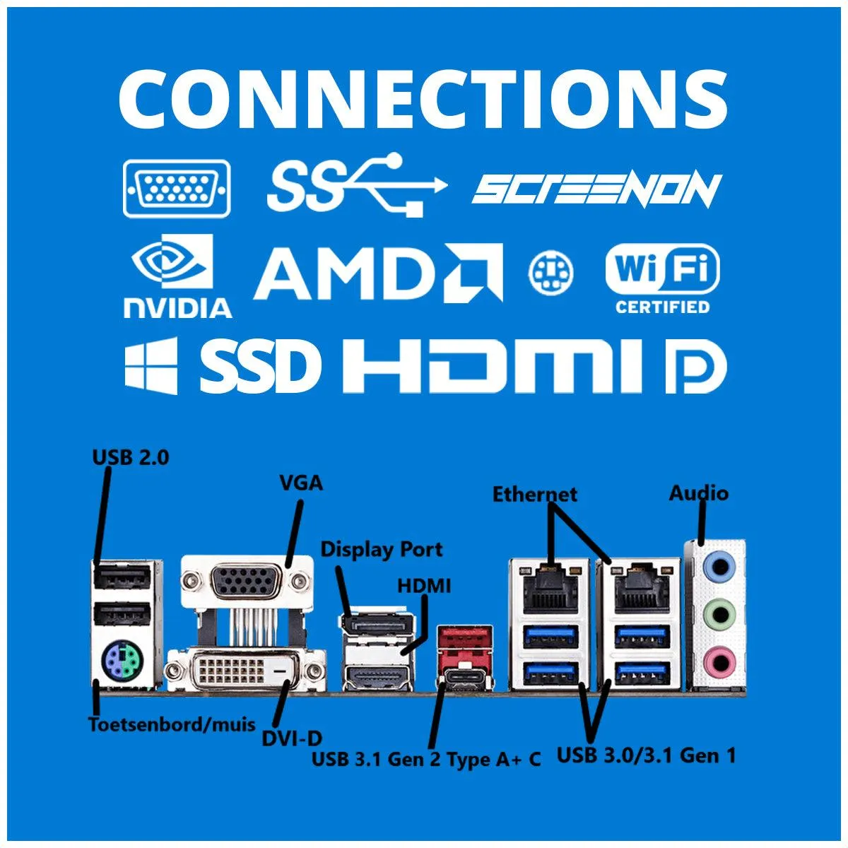 ScreenON - Intel Core i5 - 240GB M.2 SSD - RTX 3060 - Home/OfficePC.Z550125   WiFi & Bluetooth