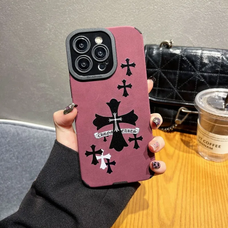 Silicone Chrome Hearts Cross Phone Case For IPhone