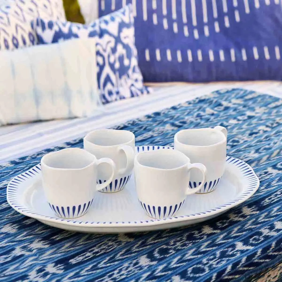 Sitio Stripe 16pc Place Setting - Delft Blue