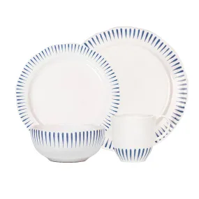 Sitio Stripe 4pc Place Setting with Mug - Delft Blue