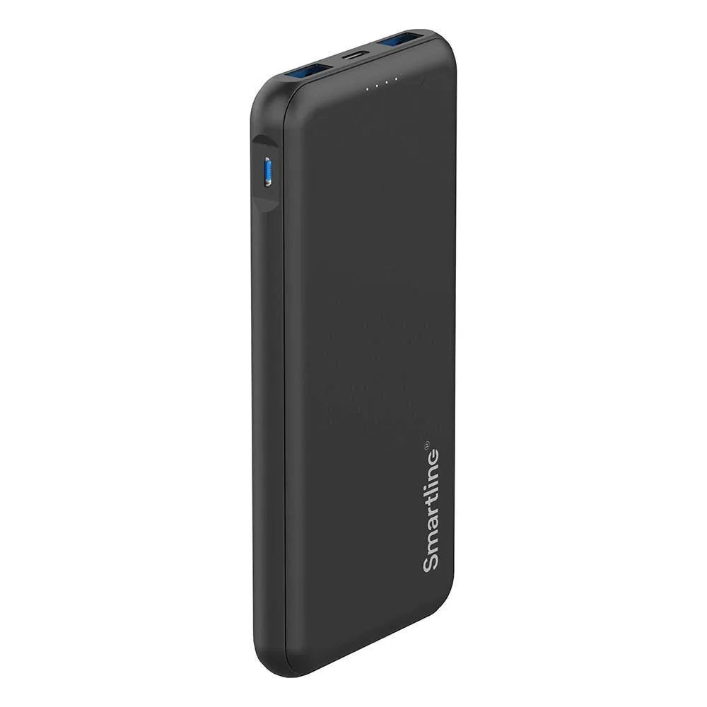 Smartline 22.5W Fast Charger Powerbank - 1 x USB-A (QC) & 2 x USB-C (PD) - 10000 mAh - Sort