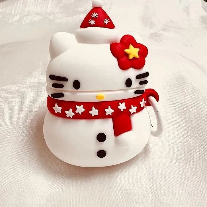 Snowman Kitty Silicone AirPods Earphone Case