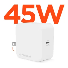 SpeedBoost 45W USB-C PD Laptop Wall Charger with PPS | White