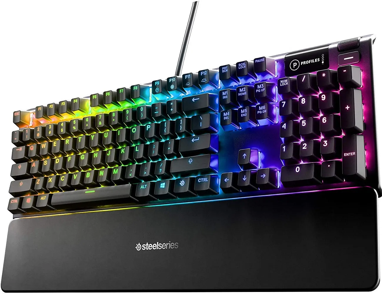 SteelSeries Keyboard Apex 5 Hybrid Mechanical Gaming Keyboard – Per-Key RGB Illumination – Aircraft Grade Aluminum Alloy Frame – OLED Smart Display (Hybrid Blue Switch)