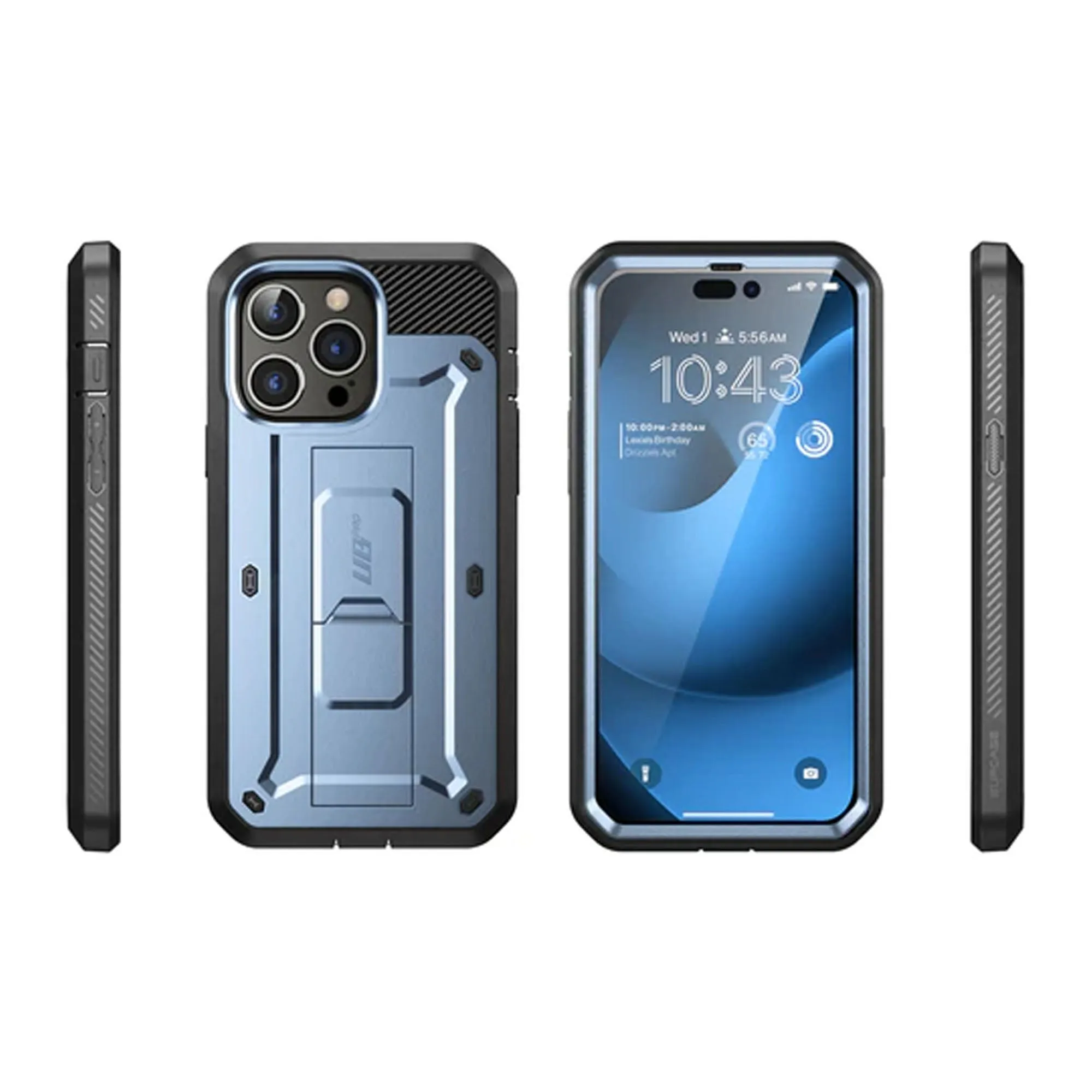 Supcase Unicorn Beetle UB PRO for iPhone 14 Pro - Rugged Case with Built-In Screen Protector - Metallic Blue