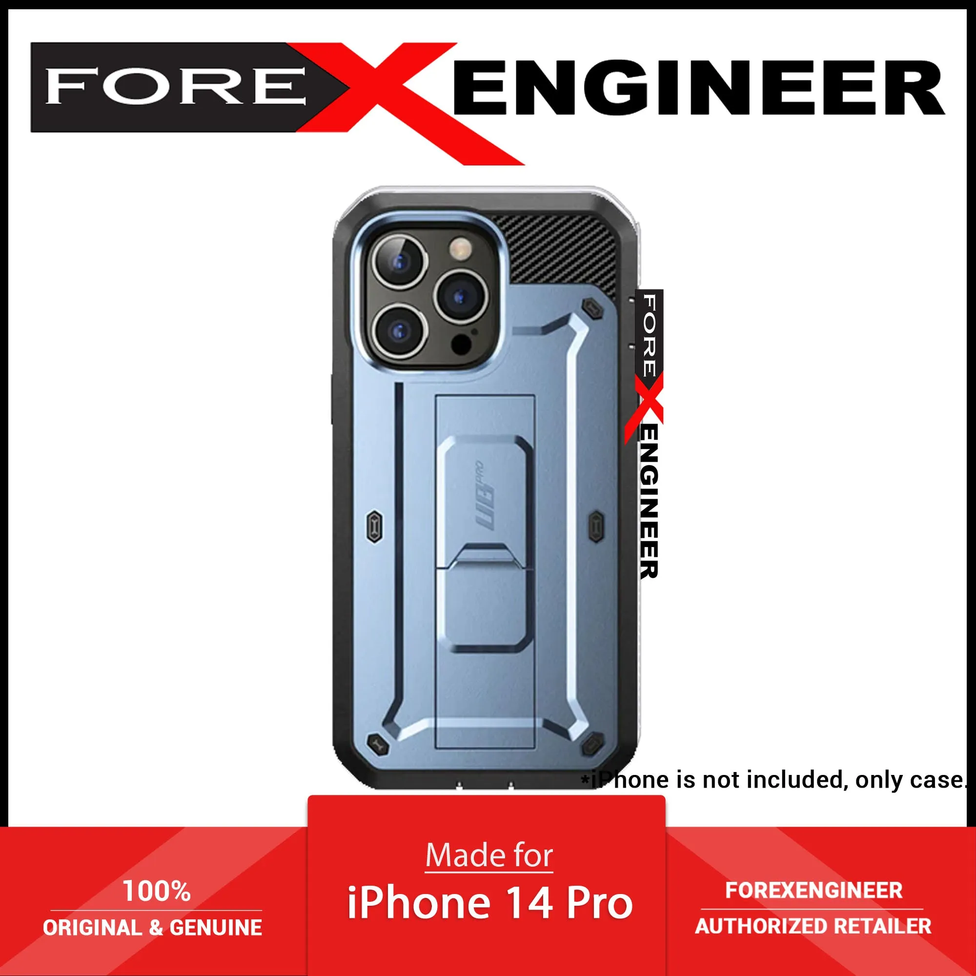 Supcase Unicorn Beetle UB PRO for iPhone 14 Pro - Rugged Case with Built-In Screen Protector - Metallic Blue