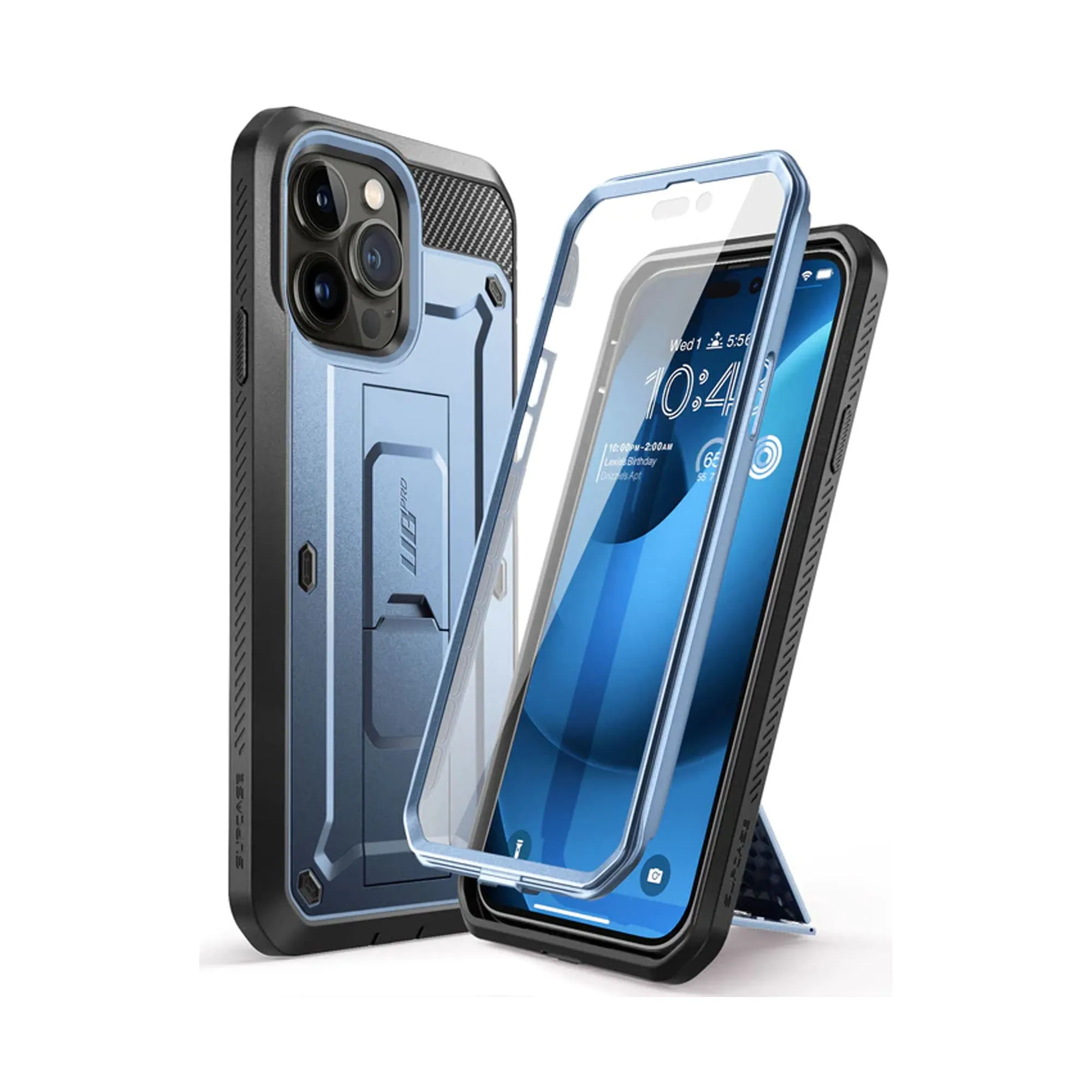 Supcase Unicorn Beetle UB PRO for iPhone 14 Pro - Rugged Case with Built-In Screen Protector - Metallic Blue