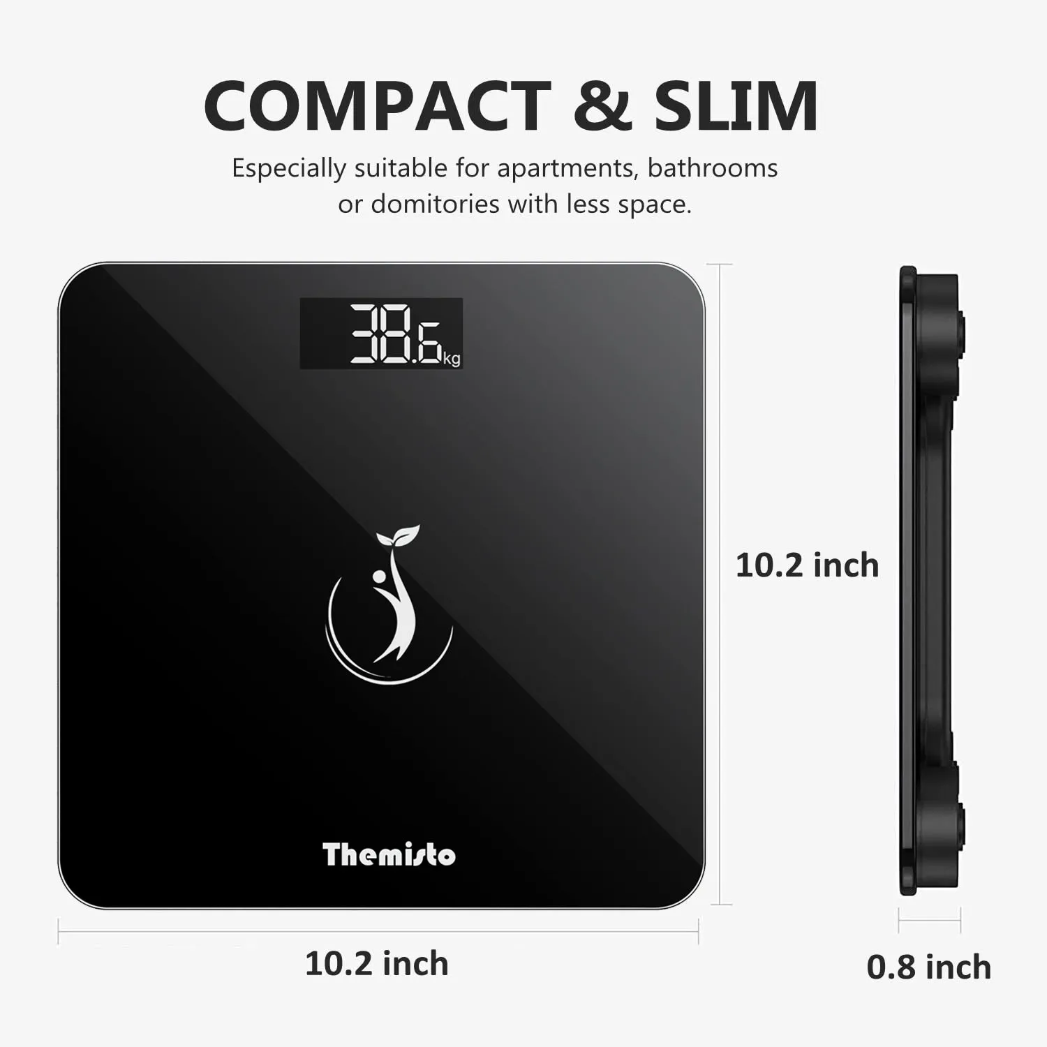 Themisto TH-WS50 Body weight Scale,With High Precision Sensors | 6 mm Tempered Glass | Backlit Display |