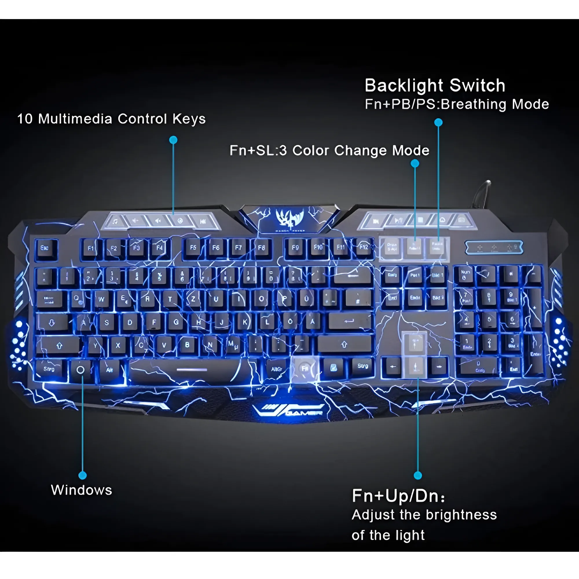 Thunder Fire 2.4G Gaming Keyboard and Mouse Set