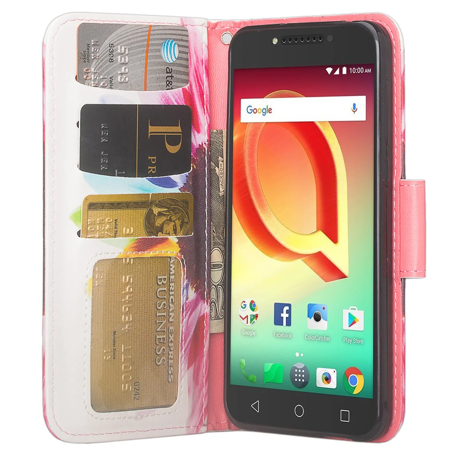 Tmobile REVVL, Alcatel A30 Plus, A30 Fierce, Alcatel Walters Case, Wrist Strap Pu Leather Wallet Flip [Kickstand] Cover with ID & Credit Card Slots - Vivid Sunflower