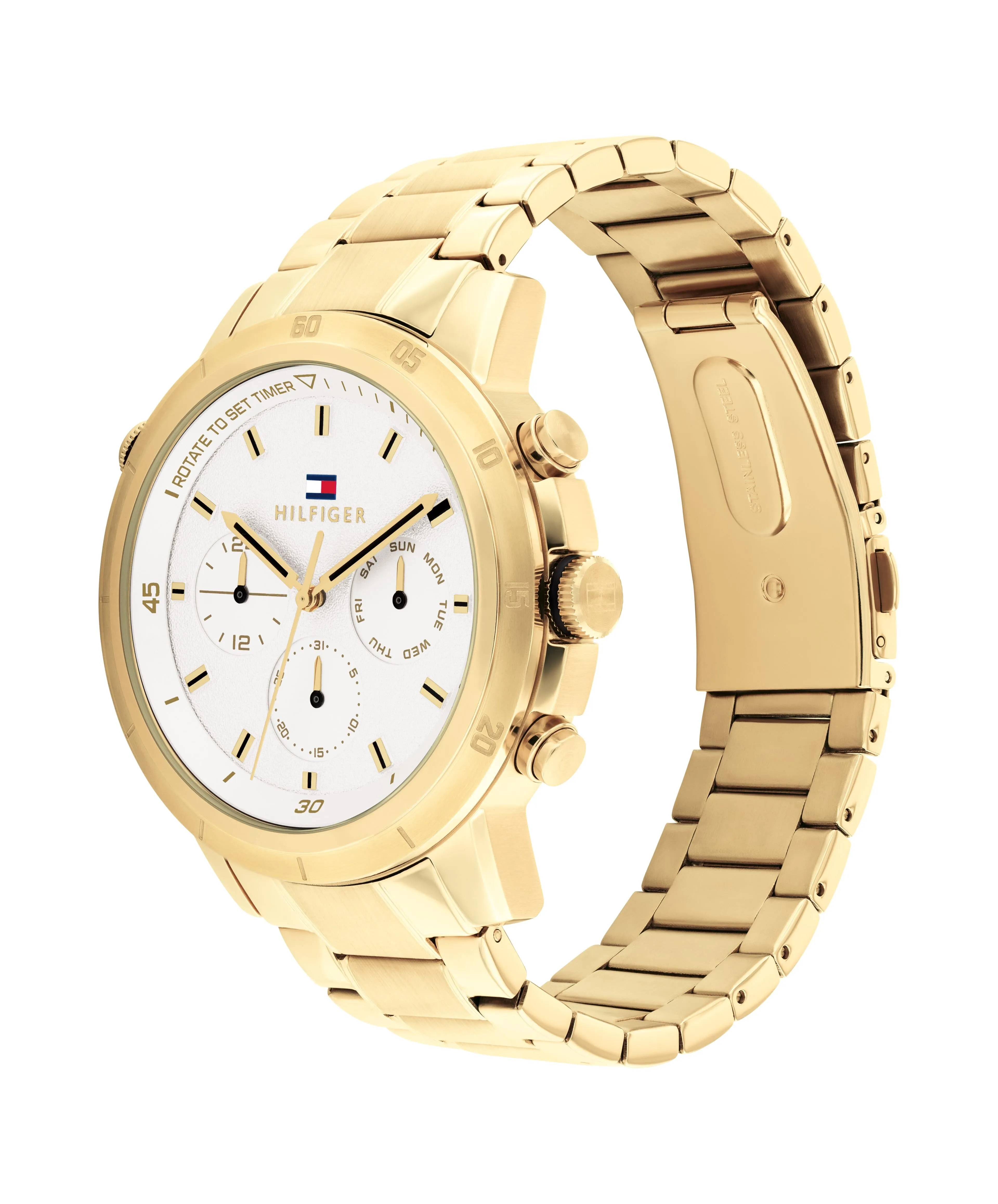 Tommy Hilfiger Troy Ionic Plated Thin Gold Steel White Dial Men's Watch 1792127