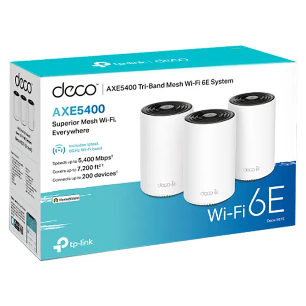 TP Link AXE5400 Tri-Band Mesh Wi-Fi 6E System - White | DECO XE753-PACK