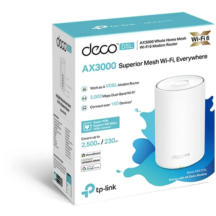 TP-Link Deco AX3000 VDSL Whole Home Mesh WiFi 6 Modem Router