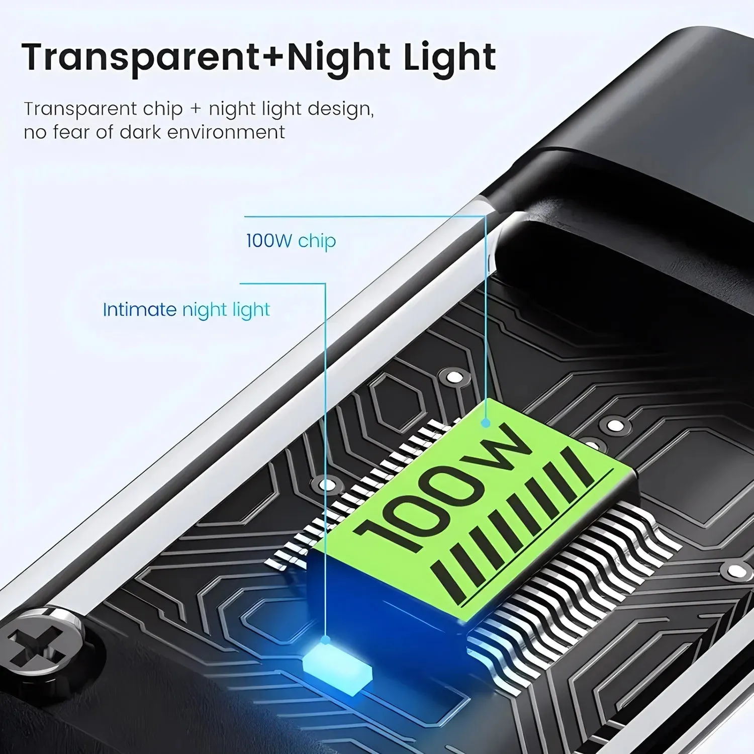 Transparent Luminous 3-In-1 Super Fast Charging Cable Universal USB-C, Micro USB & Iphone IOS, Android, Tablets, Handhelds