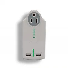 Travel Wall outlet adapter with 1 AC port and 2 USB ports(2.1 A)