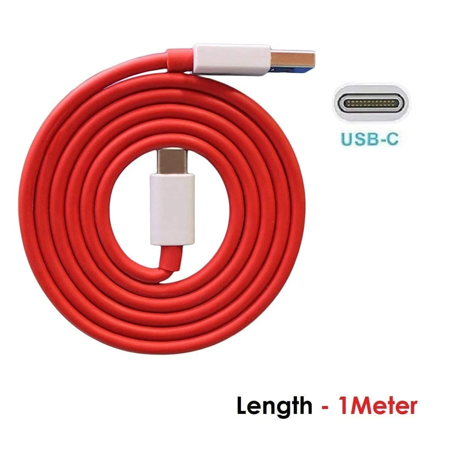 Unique Type C Dash Charging USB Data Cable | Fast Charging Cable | Data Transfer Cable For All C Type Mobile Use 1 Meter ( RED )