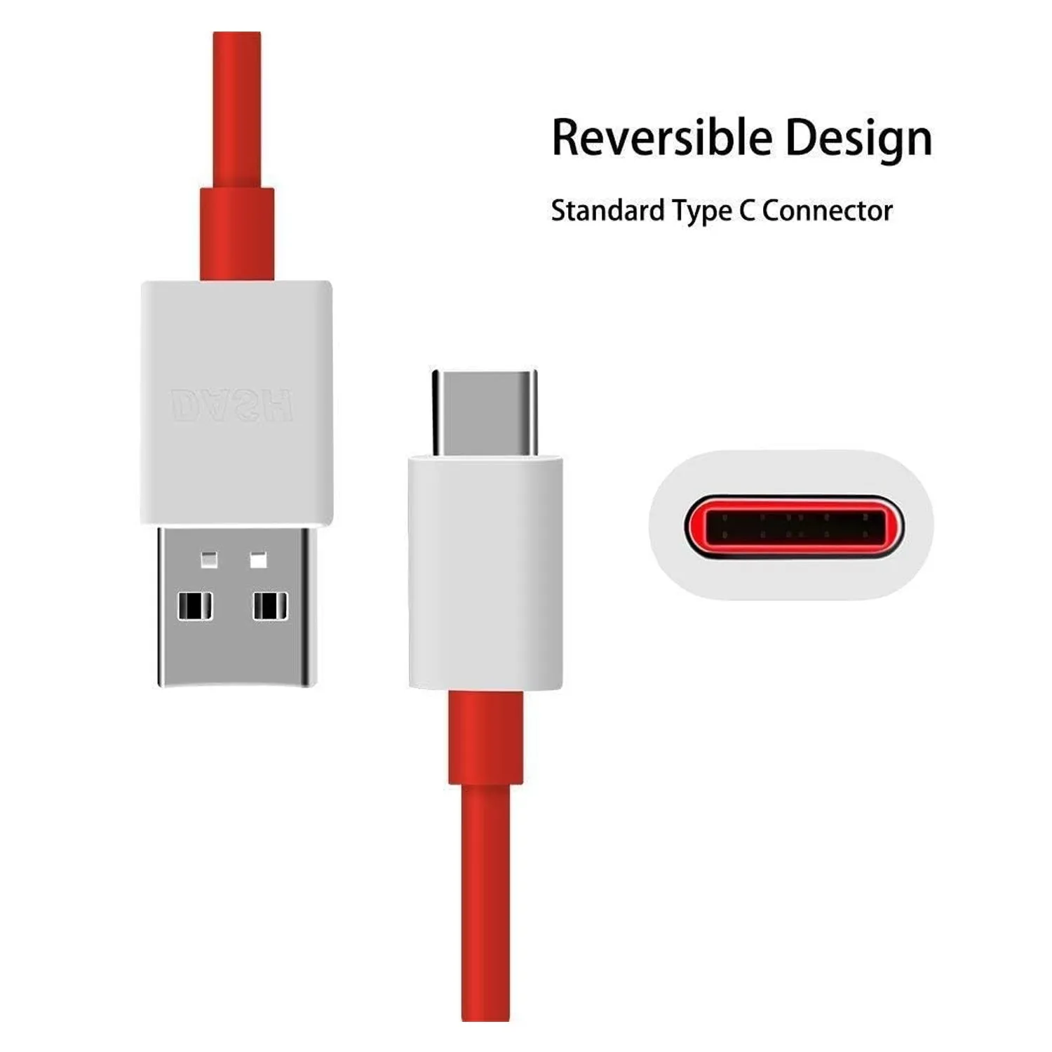 Unique Type C Dash Charging USB Data Cable | Fast Charging Cable | Data Transfer Cable For All C Type Mobile Use 1 Meter ( RED )