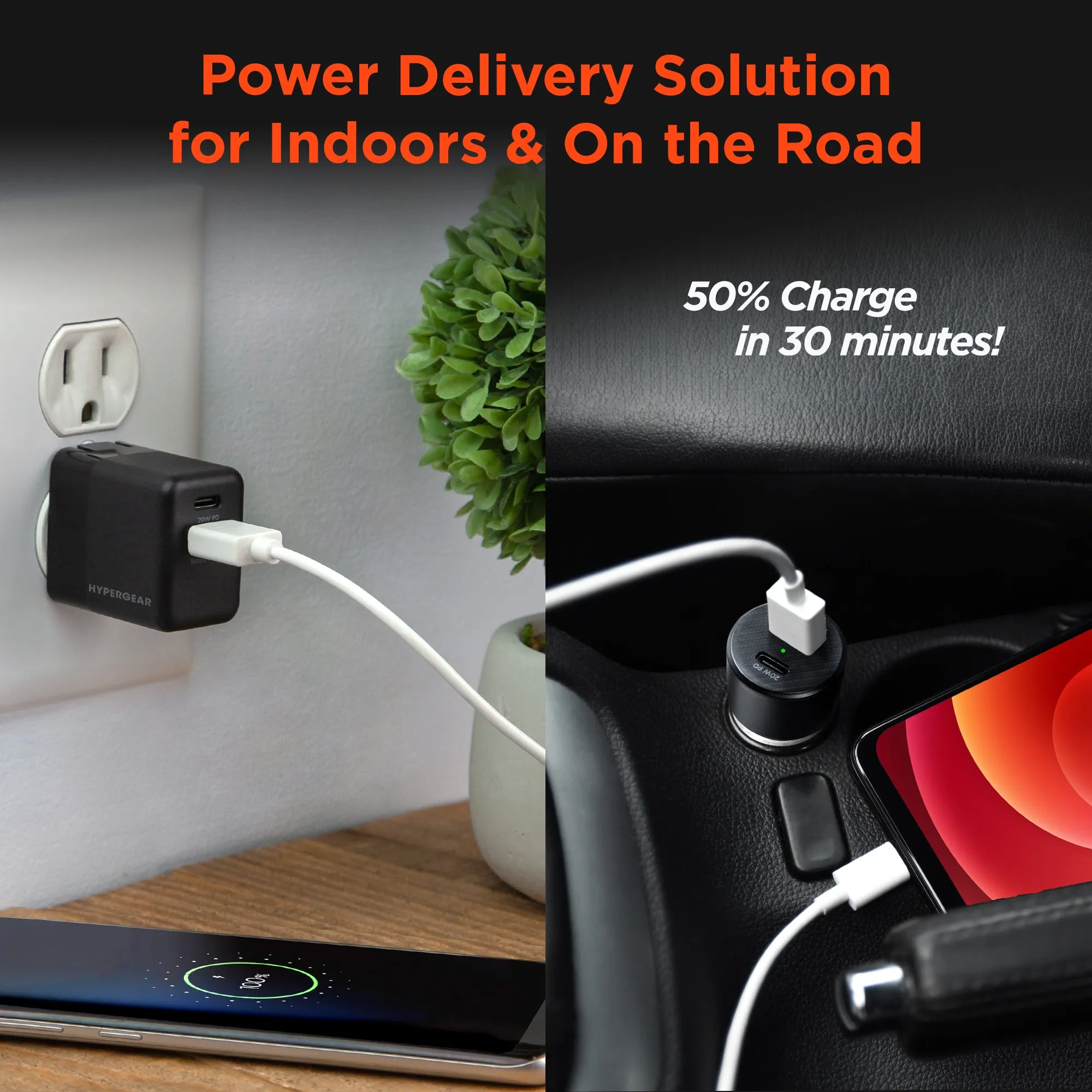 USB-C Power Delivery Bundle | 20W USB-C PD   12W USB Fast Wall Charger and Fast Car Charger | Black