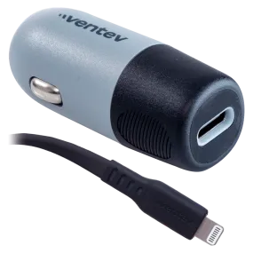 Ventev 20W USB C PD Car Charger and C to Apple Lightning Cable Gray by Ventev