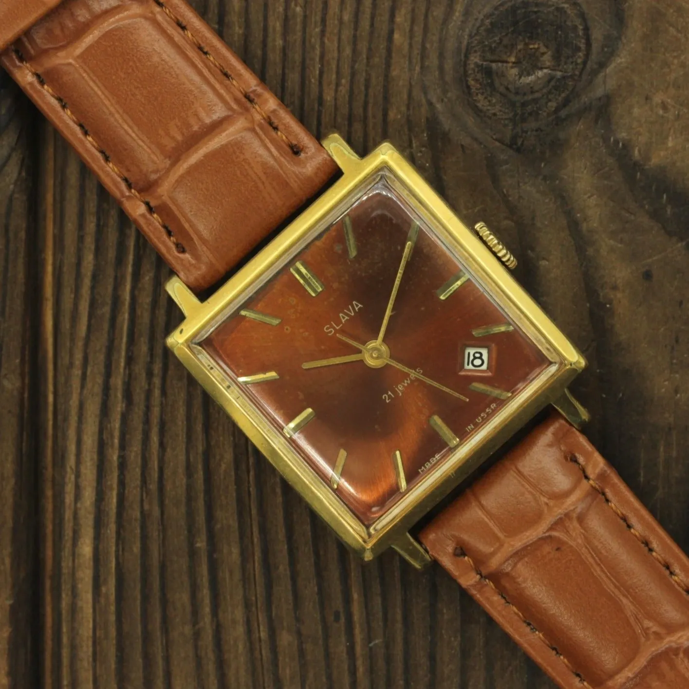 Vintage Soviet square dress watch SLAVA